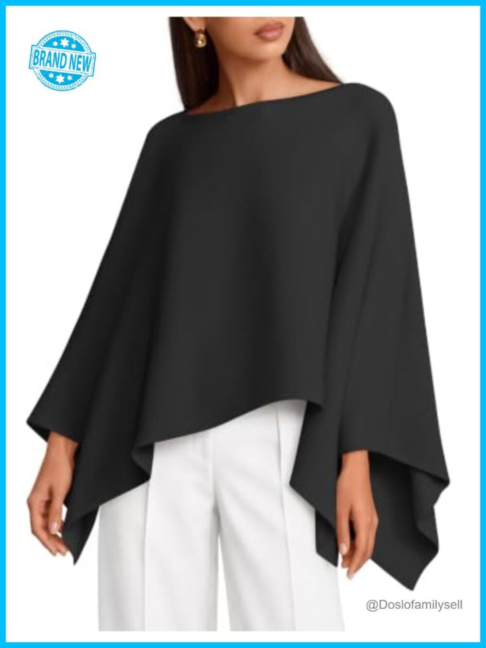 ZESICA Women's Batwing Oversized Knitted Poncho Sweater